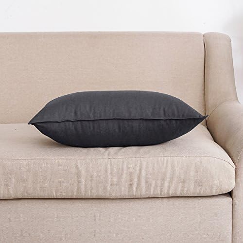 Jeanerlor Natural Cotton Linen Decorative Lumbar Throw Pillow Case Dark Grey - Image 5