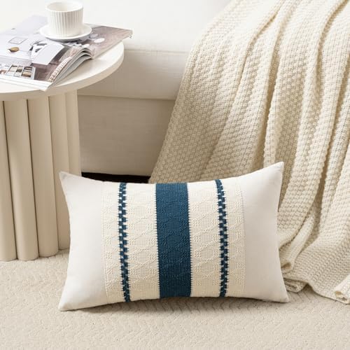 Fancy Homi Set of 2 Boho Teal Long Lumbar Decorative Throw Pillow Cover 12x24 - Image 2