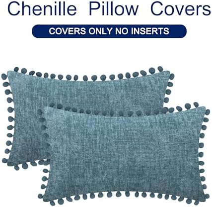 CaliTime Decorative Couch Throw Pillow Covers 20 X 12 Inches Smoke Blue - Image 6