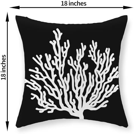 Coastal Pillow Covers 18x18 Set of 2 Black Starfish Throw Pillows Nautical - Image 6