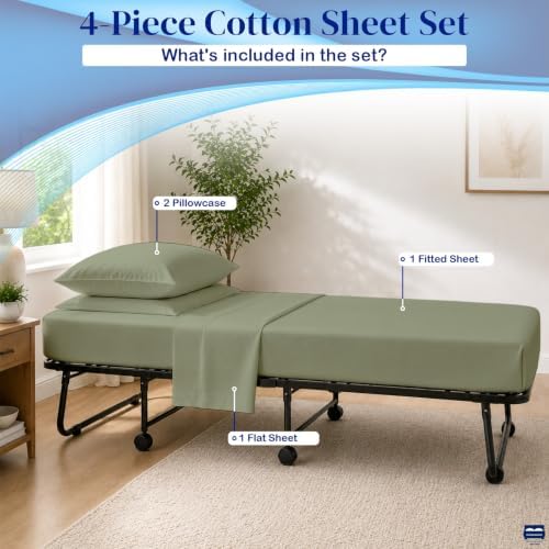 Cottingon 4 PC Cot Sheet Set 33"X75", Egyptian Cotton - Image 4