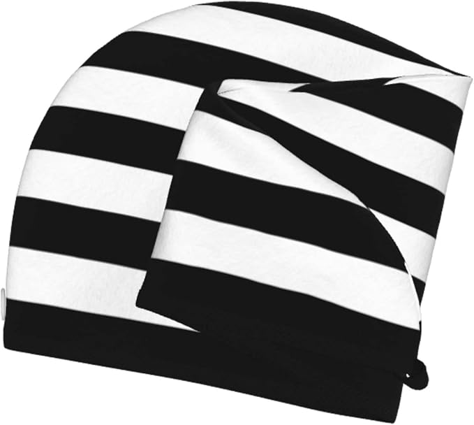 Black and White Stripe Hair Towel Wrap Microfiber Fast Drying Hair Turban - Image 7