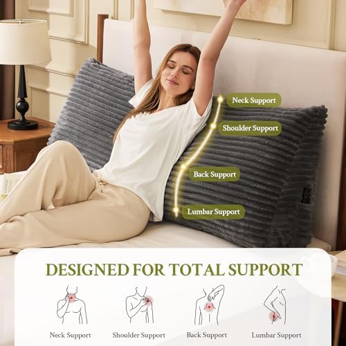 Headboard Pillow King, Headboard Wedge Pillow, Dark Grey - Image 3