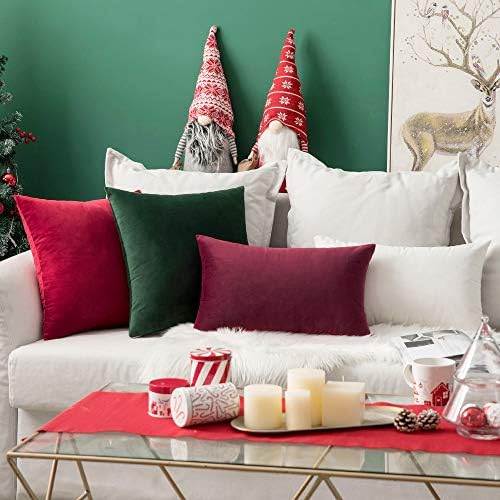 MIULEE 12x20 Inch Lumbar Velvet Throw Pillow Cover Set of 1 Wine Red - Image 4