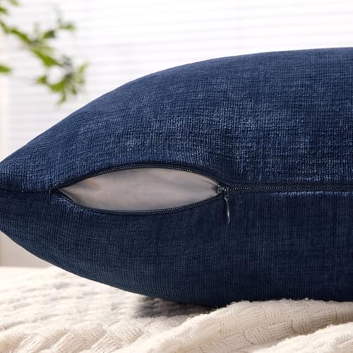 MIULEE Navy Chenille Couch Lumbar Throw Pillow Covers - Image 5