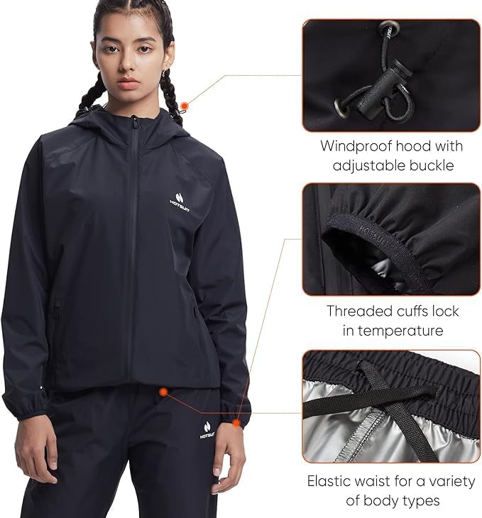 HOTSUIT Sauna Suit Women Machine Washable Sweat Sauna Jacket Pants Anti Rip - Image 5