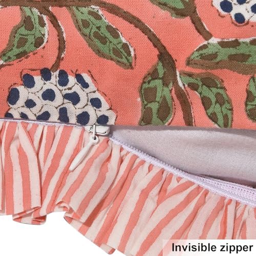 Ridhi Block Print Dark Salmon Pink Throw Pillow Cover 18" x 18" Decorative - Image 3