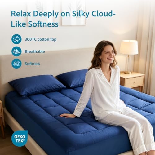 Mattress Topper Queen Size, Ultra Soft Cotton Pillow Top Mattress Pad - Image 2