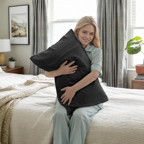 TELUS Black Pillow Cases Queen Size 2 Pack, Bamboo Rayon Cooling Pillowcases - Image 2