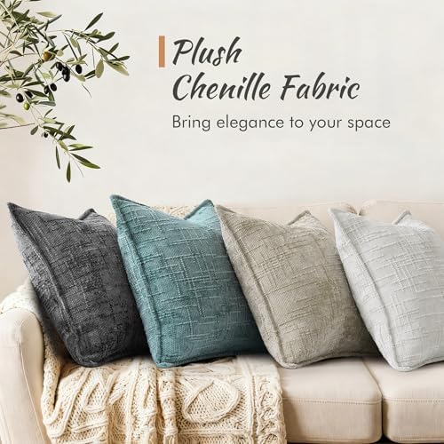 decorUhome Chenille Decorative Throw Pillow Covers 22x22 Set of 2 - Image 4