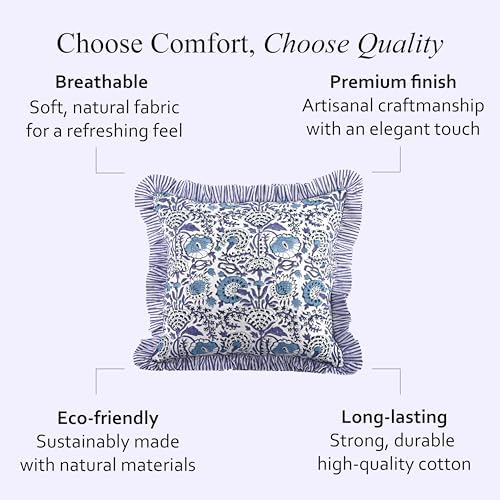 CPC Indigo Blue Ruffle Throw Pillow Covers - Image 6