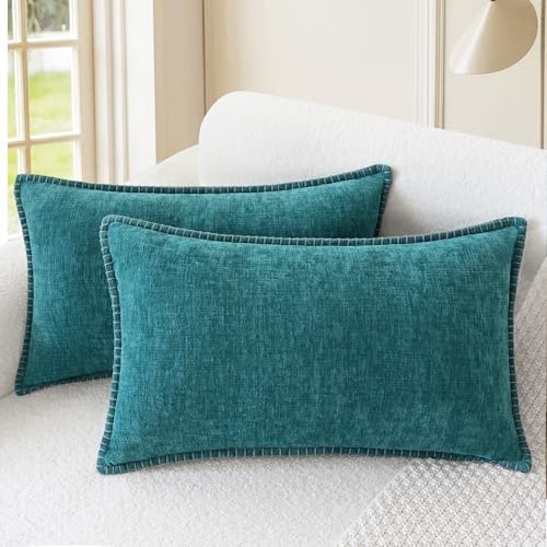 CaliTime Decorative Couch Throw Pillow Covers 20 X 12 Inches Teal by CaliTime
