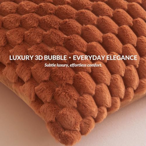 XeGe Bubble Faux Rabbit Fur Decorative Body Pillow Cover 20x54 Burnt Orange - Image 2