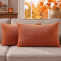 Mecatny Corduroy Fall Decorative Throw Pillow Covers 12x20 Set of 2 Rust by Mecatny