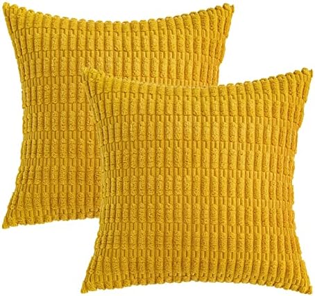 MIULEE Euro Decorative Throw Pillow Covers 26x26 Mustard Yellow Pack of 2 - Image 6