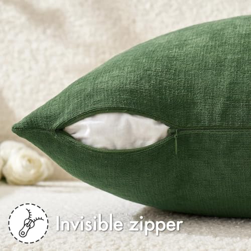 MIULEE Moss Green Chenille Couch Euro Throw Pillow Covers - Image 4