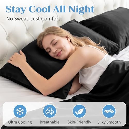 CHOSHOME Cooling Pillow Cases Zipper Pillow Covers Q-Max > 0.45 Silk Pillowcases - Image 3