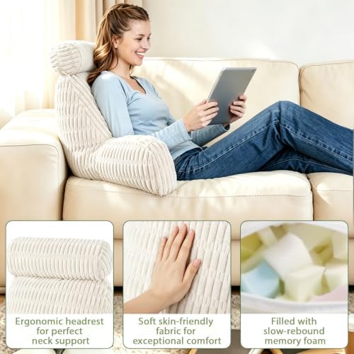 Reading Pillow for Bed, Upright Bed Pillow for Sitting Up - Image 2