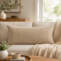 JoraLion 14x24 inch Boucle Lumbar Pillow Cover, Camel Woven Texture Neutral by JoraLion