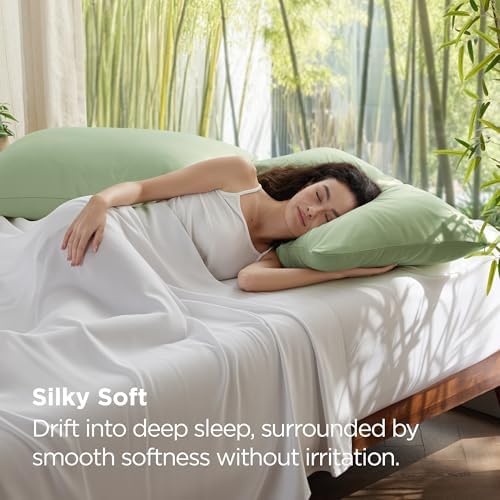 Bedsure Zipper Pillow Cases Standard Size from Rayon Derived from Bamboo - Image 3