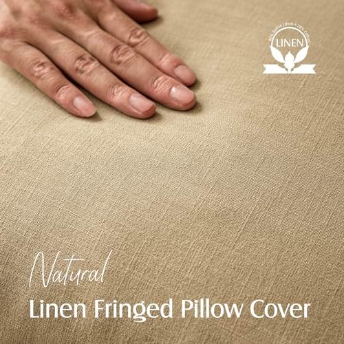 Foindtower Boho Linen Fringe Lumbar Throw Pillow Covers 12×24 Light Khaki - Image 2