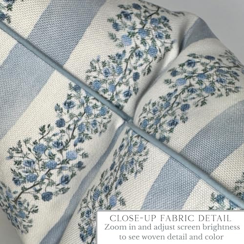 Jillien Harbor “The Juliet” Floral Block Print Pillow Cover – Soft Blue and - Image 4