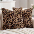 Leopard Cheetah Print Farmhouse Boho Room Decor Throw Pillow Covers 16x16 by CARRIE+HOME