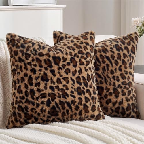 Cheetah Room Decor Leopard Print Euro Pillow Sham Covers 26x26, Extra Large by CARRIE+HOME