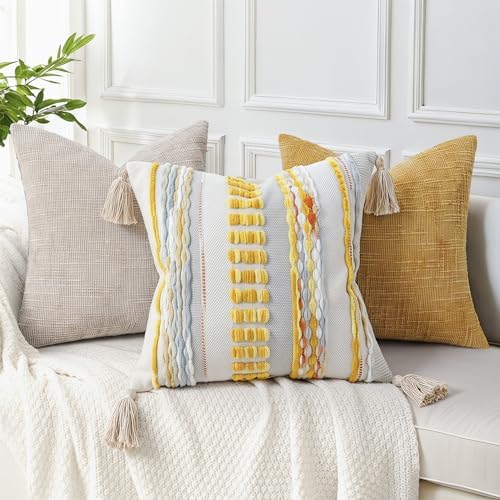NUYECY Boho Throw Pillow Covers 18x18 Aesthetic Neutral Boucle Couch Pillow - Image 5