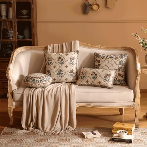patdrea French Vintage Linen Throw Pillow Cover, Diameter 16"-Audrey B - Image 3
