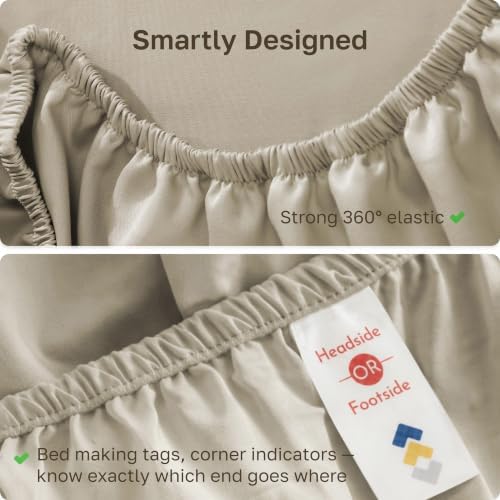 Soft Natural 100% Cotton Sateen Twin Size Fitted Sheet - Image 5