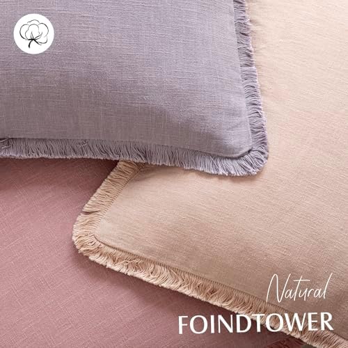 Foindtower Boho Linen Fringe Lumbar Throw Pillow Covers 12×20 Light Purple - Image 4