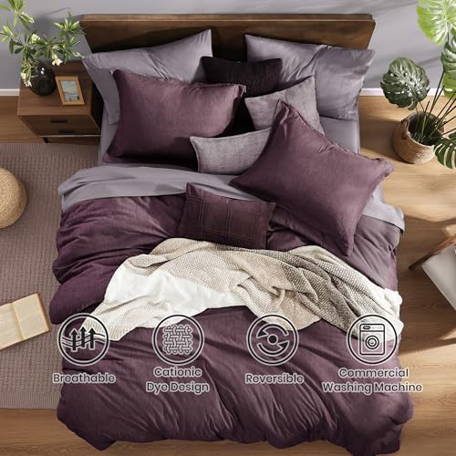 Monbix Super King Comforter Set 7 Pieces Italian Plum Bed in a Bag - Image 2