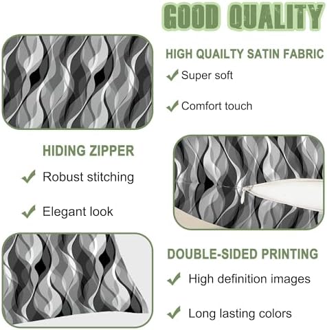 Satin Body Pillowcase Grey Black Stripes Imitation Silk Pillow Cover - Image 4