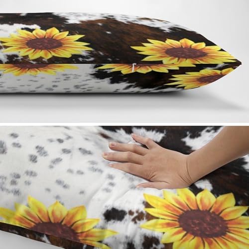 Brown Cow Sunflower Print Body Pillow Cover Pillowcase - Image 5