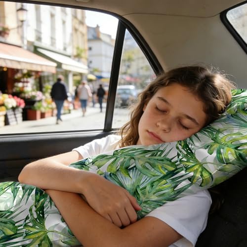Body Pillow Cover with Zipper, Tropical Leaves Green Jungle Imitation Silk Long - Image 6