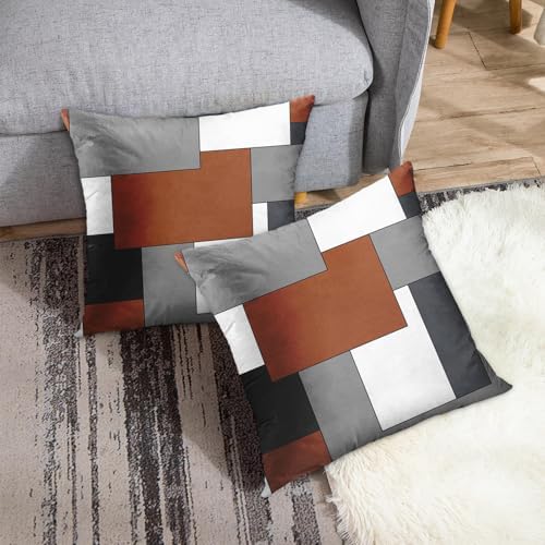 Emvency Throw Pillow Covers Set of 2, 18 x 18 Inch, Dark Rust Geometric - Image 3