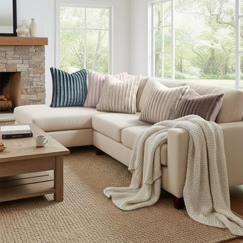decorUhome Fall Faux Fur Throw Pillow Covers 24x24 Set of 2 Light Coffee - Image 6