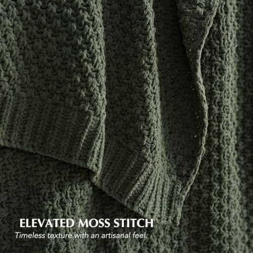 EVERGRACEHOME Chunky Chenille Knit Throw Blanket, 50 x 60, Pine Green - Image 3