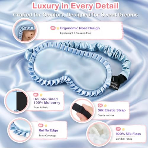 Kids Silk Sleep Mask, 22 Momme 100% Mulberry Silk Eye Mask - Image 2