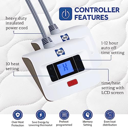 Sealy Heated Mattress Pad Queen Size Luxury Quilted Electric Bed Warmer - Image 5