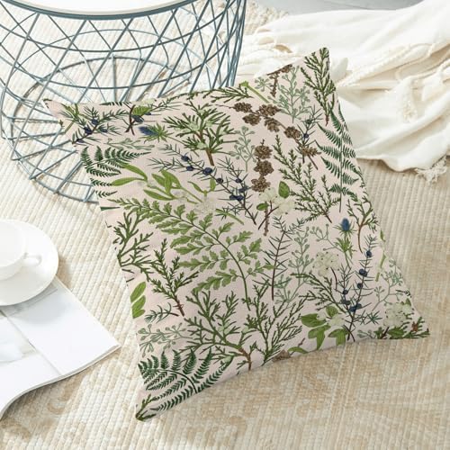 AEIOAE Spring Pillow Covers 20x20 Inch Set of 2, Vintage Sage Green Wild Flower - Image 4