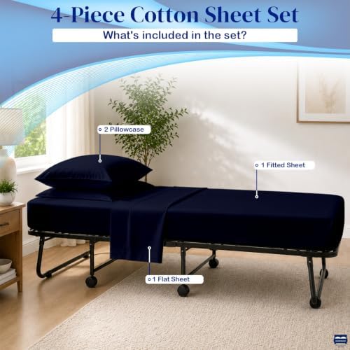 Cottingon 4 PC Cot Sheet Set 25"X75", Egyptian Cotton - Image 4