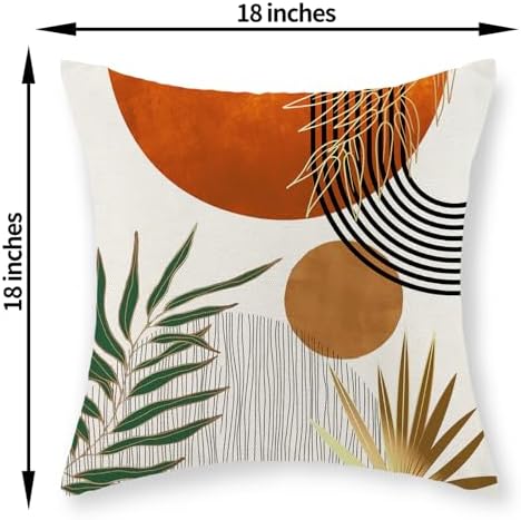 Boho Pillow Covers 18x18 Set of 2 Green Gold Orange Throw Pillows Tropical - Image 6