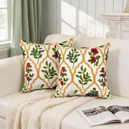 Alysheer Floral Decorative Embroidered Throw Pillow Cover 18"x18" - Image 6