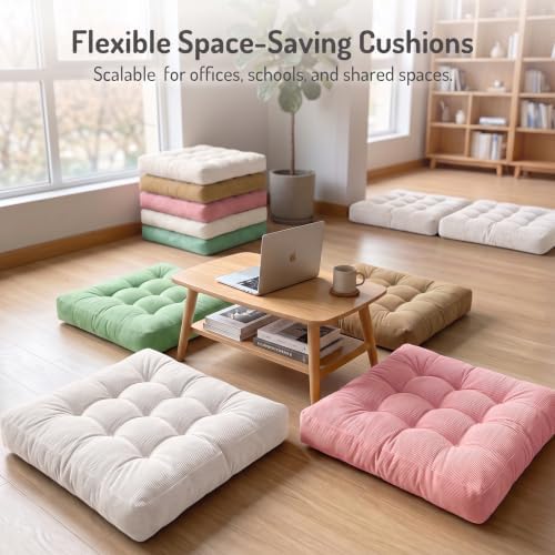 Large Floor Pillows for Adults, Square Meditation Cushion, 22 Inch Green - Image 5