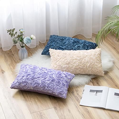 MIULEE Decorative Rose Flower Pillow Cover Pack of 1 Apricot Pink 12x20 - Image 5