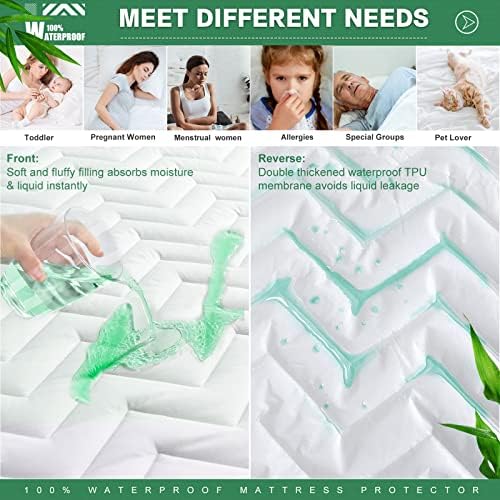 Unilibra Twin Size Waterproof Mattress Pad Rayon Made from Bamboo, Quilted - Image 2