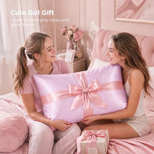 Bedsure Satin Pillowcase with Zipper, Pillow Cases Queen Size Set of 2 - Image 3