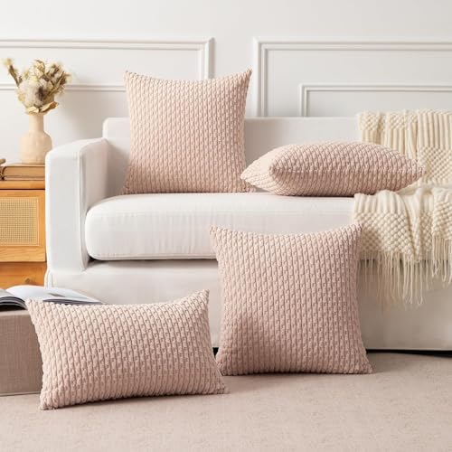 Kevin Textile Soft Corduroy 12"x20" Lumbar Pillow Cover 1 Pack, Light Pink - Image 5